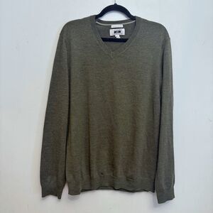 Joseph Abboud V-Neck Sweater Mens XL Green Knit Extra Fine Merino Wool